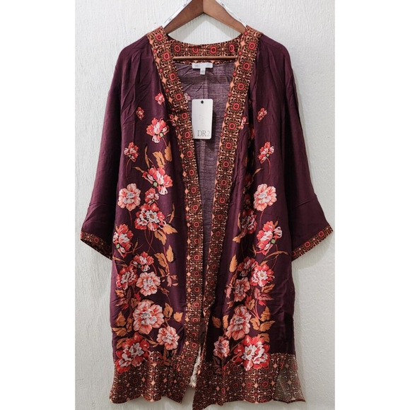 Daniel Rainn DR2 Womens size 2X Floral Cardigan Sweater Kimono - Picture 1 of 7
